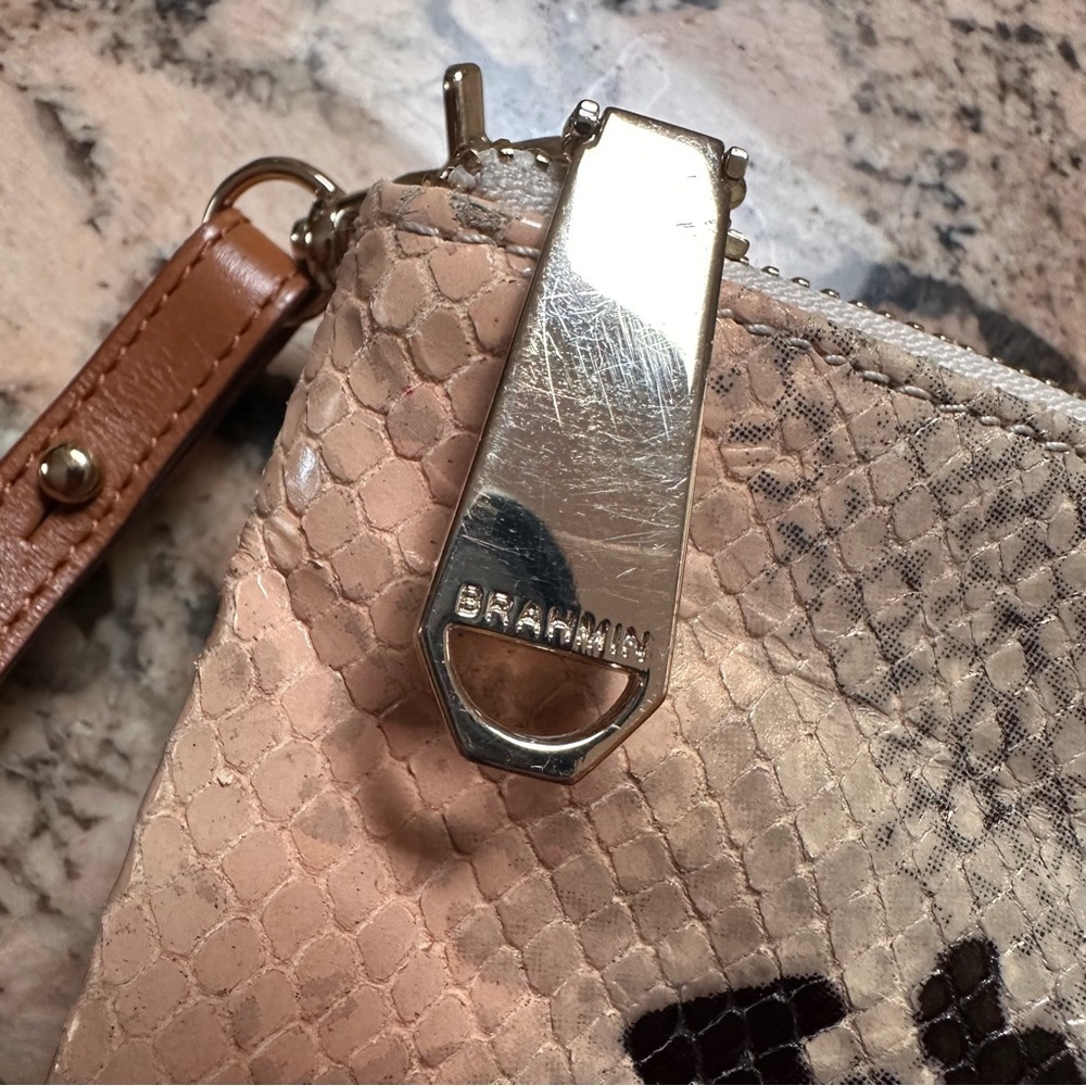 Brahmin Crossbody Perri Bag Snakeskin Rose & Black - Picture 7 of 13